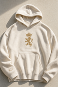 GREVANI Sterling Monogram Hoodie in Antique Cream with personalized cuff monogram